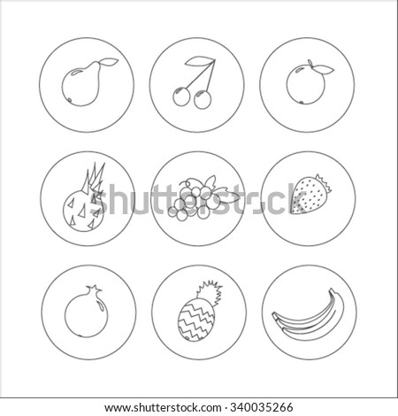 Set of flat fruits icons for your design