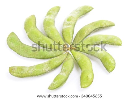 Green soy bean on white background.