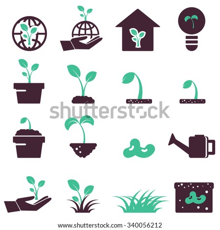 sprout icon set  symbols vector 