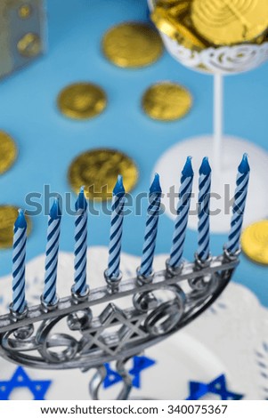 Close up of Hanukkah menorah - Hanukkah symbol.