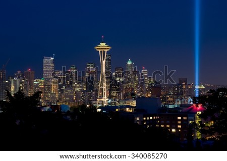 Beautiful Downtown Seattle skyline at night.
