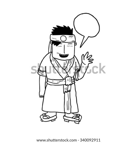 cartoon man wearing Japanese traditional costume