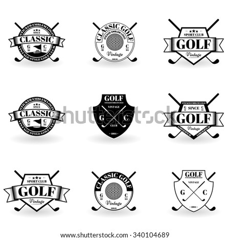 Emblems golf in black on a white background for your design and illustration