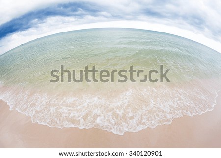 Sea shore with blue shy and white cloud, seascape concept