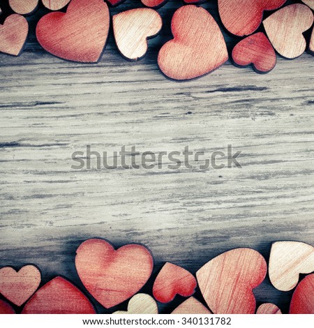 background with wooden  hearts, place for text Royalty-Free Stock Photo #340131782