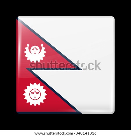 Nepal Variant Flag. Glassy Icon Square Shape. This is File from the Collection Flags of Asia