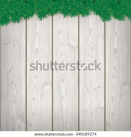 Green twigs on the wooden background. Eps 10 vector file.