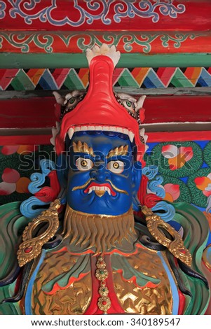 Buddhism god sculpture in the Five Pagoda Temple, Hohhot city, Inner Mongolia autonomous region, China
