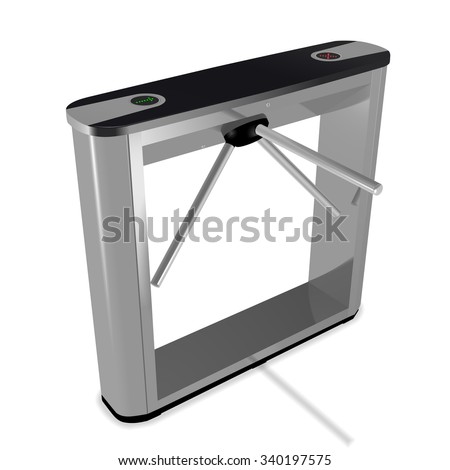 3D box tripod turnstile vector illustration isolated on white background