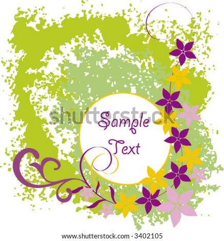 frame with flowers on grunge background - vector