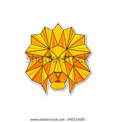 Vector geometric low poly colorful illustration of a Lion head.