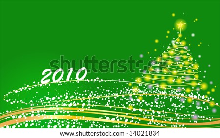 Christmas fur-tree on a green background