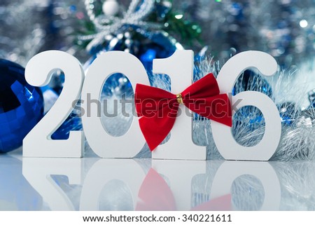 Happy New Year 2016. Concept photo merry christmas with white big figure and abstract background