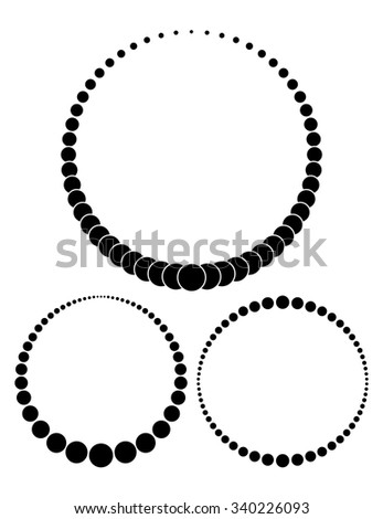 Set of three unusual vector round frames made from little different sized circles