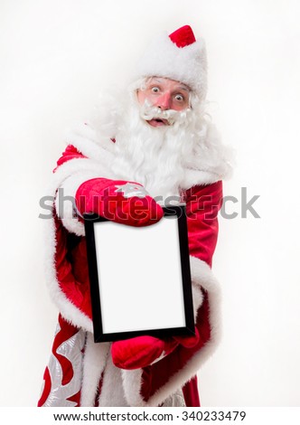 Santa Claus with black frame on white background. Isolated