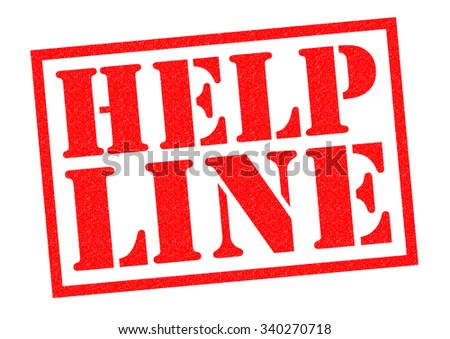HELP LINE red Rubber Stamp over a white background.