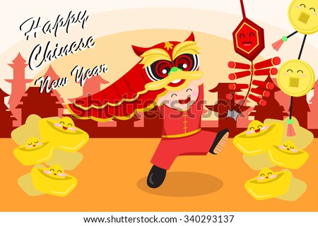 A vector illustration of Chinese new year greeting card design