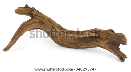 Driftwood over white background Royalty-Free Stock Photo #340295747