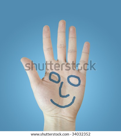 Palm of a man. Isolated on background