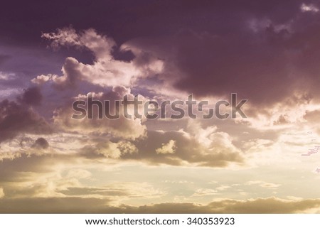 beautiful sunset sky and glowing cloud, twilight sky before rain storm weather background