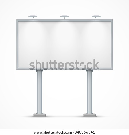 Blank billboard with two legs. Mockup for your advertisement and design Royalty-Free Stock Photo #340356341