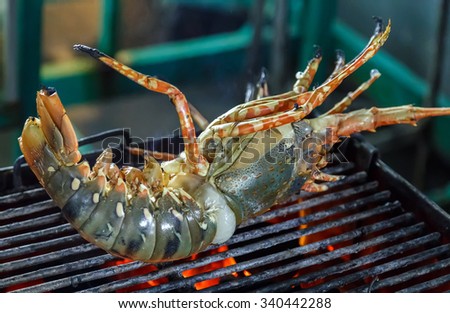 Grill Lobster Cooking Seafood Street Food and Beach bbq
