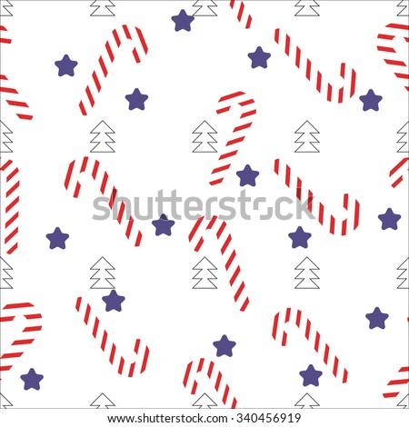 Christmas seamless lollipop pattern with Candy cane. Festive background with hard candies. Christmas and New Year concept. Vector illustration.