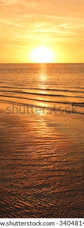 Sea sunset. Vertical panoramic composition.