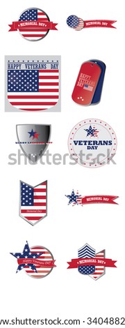 Set of labels and backgrounds with text for veteran's day