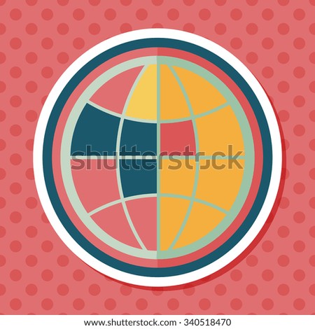 globe icon, flat icon with long shadow