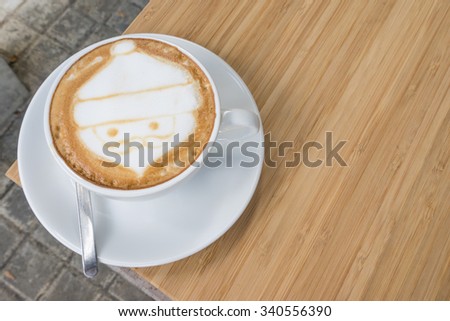 Latte art coffee as Santa Claus fot Christmas