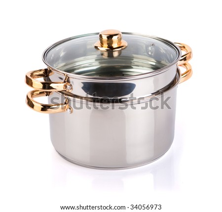 steel pot isolated on a white background