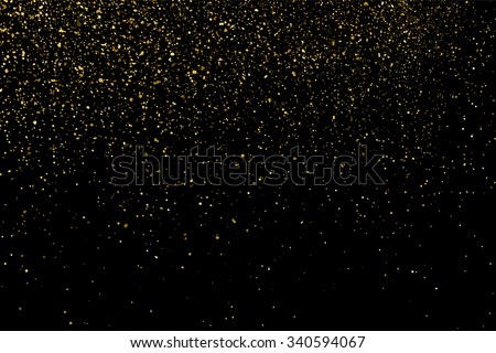 Gold glitter texture on a black background. Holiday background. Golden explosion of confetti. Golden grainy abstract  texture on a black  background. Design element. Vector illustration,eps 10. Royalty-Free Stock Photo #340594067