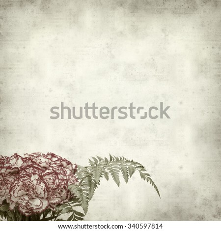 textured old paper background with carnation flower