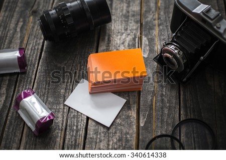 Photographer orange business card identity mockup