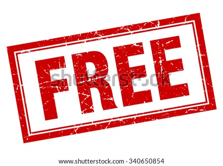 free red square grunge stamp on white. free stamp. free. free sign.