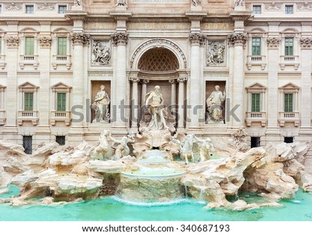 Trevi Fountain, in italian Fontana di Trevi, picture taken after the restoration of 2015, Rome, Italy.