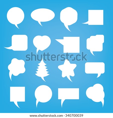 Set of Different Speech Bubble Designs On A Blue Background