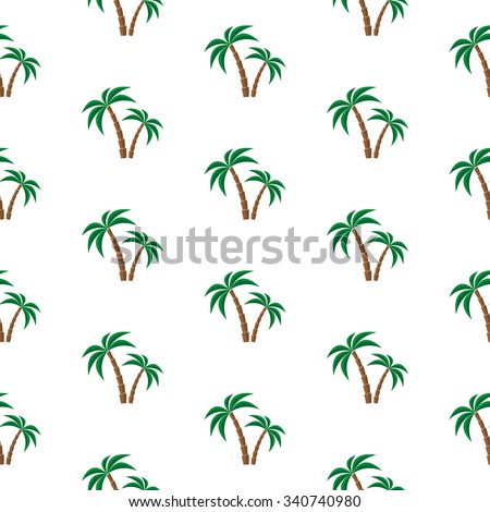 Palm trees. Seamless pattern. Vector illustration on a white background. Swatch inside.