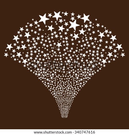 Star Fountain Fireworks vector illustration. Style is white flat stars, brown background.