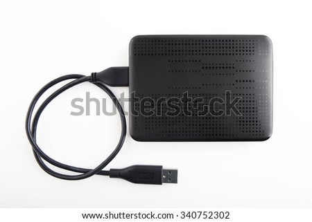 External hard disk isolated on white background
