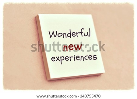 Text wonderful new experiences on the short note texture background