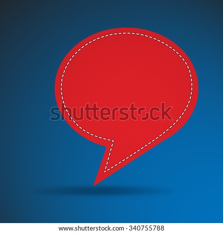 Speech bubble in red on blue background,vector illustration