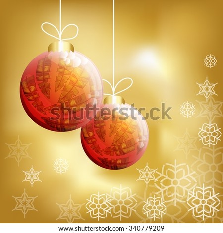 Christmas background with balls and snowflakes. Vector background.