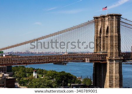 Brooklyn Bridge, New York in summer 2015