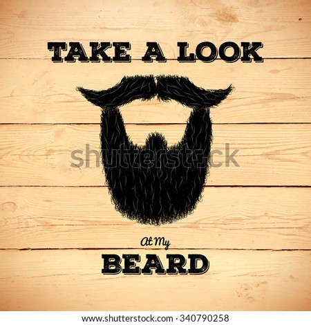 Hairy hipster beard sign on old wooden planks
