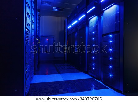 room with rows of server hardware in the data center Royalty-Free Stock Photo #340790705