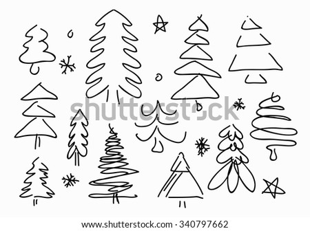 Sketched Christmas Trees