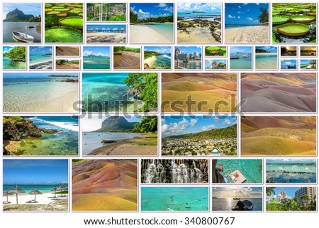 Mauritius pictures collage of different famous locations landmark of Republic of Mauritius, Indian Ocean, Africa.