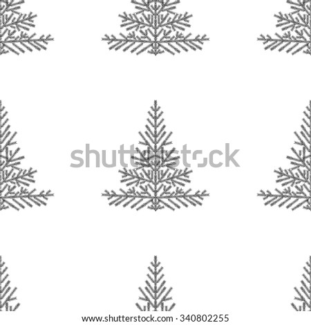 Linear christmas tree seamless pattern. Pine tree forest seamless pattern in graphic style. Vector christmas seamless pattern tree on isolated background in flat simple style